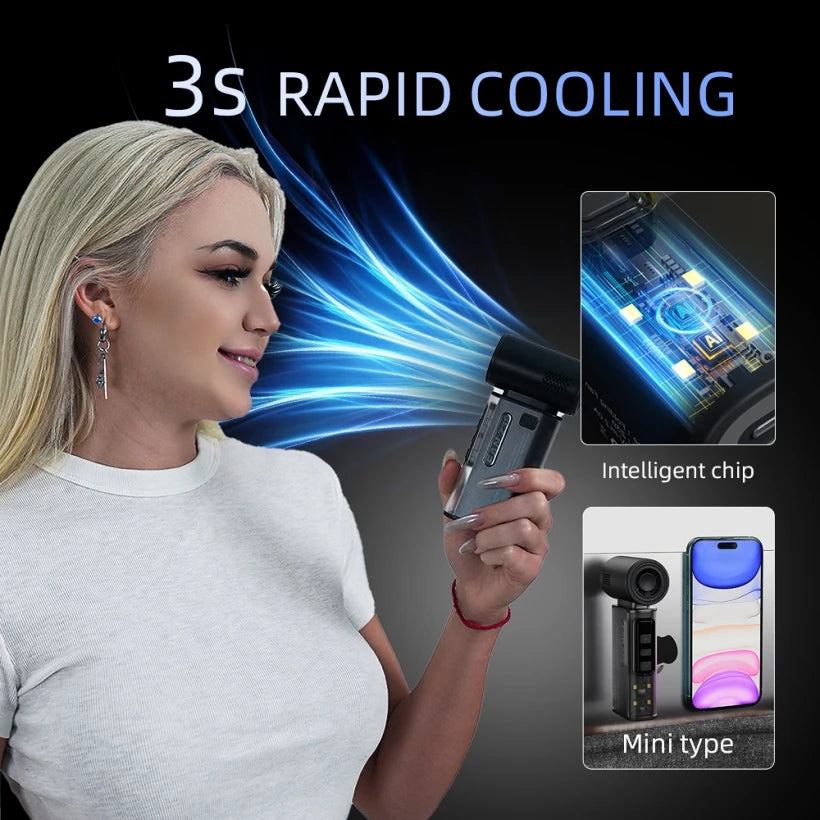 IMYCOO Powerful Handheld Turbo Fan SOS Flashlight High Speed Strong Wind Cool Mini Portable Bladeless Personal Hand Fan for Car