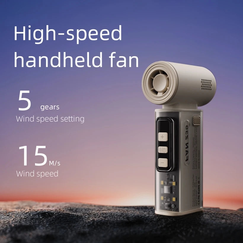 IMYCOO Powerful Handheld Turbo Fan SOS Flashlight High Speed Strong Wind Cool Mini Portable Bladeless Personal Hand Fan for Car